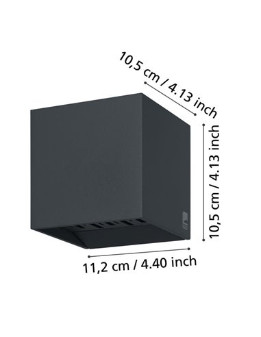 Aplique LED de exterior CALPINO 2, antracita, con haz de luz tipo abanico doble 2x3,3W 680Lm 3000K, IP54