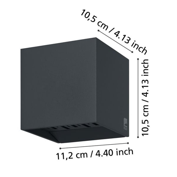 Aplique LED de exterior CALPINO 2, antracita, con haz de luz tipo abanico doble 2x3,3W 680Lm 3000K, IP54