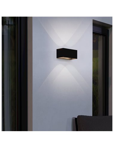 Aplique LED para exterior LESMO, negro con proyección decorativa doble tipo cruz, 4x2,8W 1560Lm 3000K, IP44