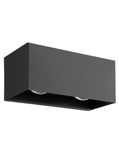 Aplique LED para exterior LESMO, negro con proyección decorativa doble tipo cruz, 4x2,8W 1560Lm 3000K, IP44