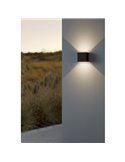 Luminária de parede LED CALPINO 3 preta, em forma de cubo, 2x2,8W, 840Lm, 3000K, IP54