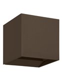 Luminária de parede LED CALPINO 3 marrom ferrugem, em formato de cubo, 2x2,8W, 840Lm, 3000K, IP54