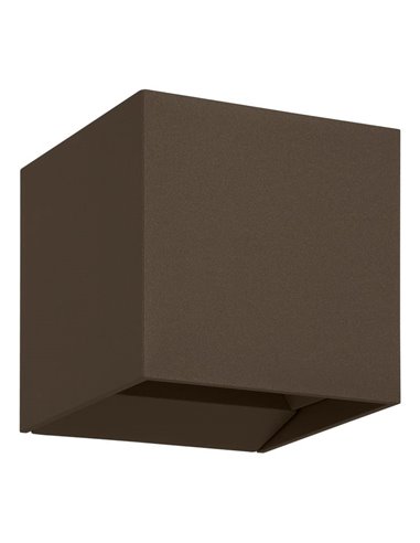 Aplique de pared LED café óxido CALPINO 3, en forma de cubo 2x2,8W 840Lm 3000K, IP54