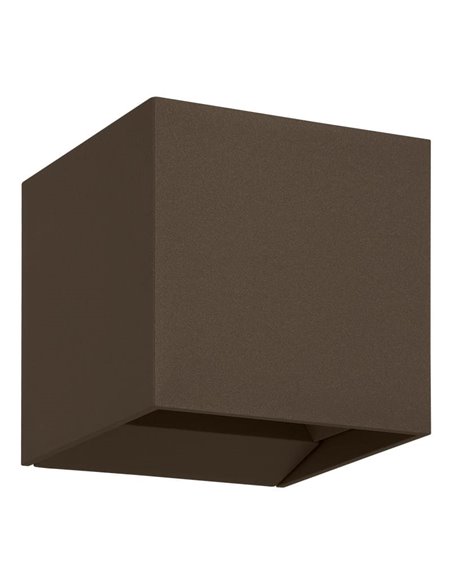 Luminária de parede LED CALPINO 3 marrom ferrugem, em formato de cubo, 2x2,8W, 840Lm, 3000K, IP54