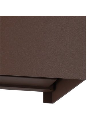 Applique murale LED CALPINO 3, couleur rouille, forme cubique, 2x2,8W, 840Lm, 3000K, IP54