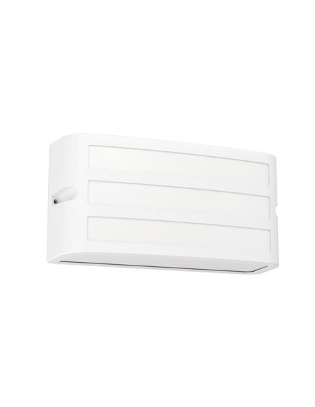 Luminária de parede retangular branca para exterior CAMARDA com luz frontal, superior e inferior, E27, IP54