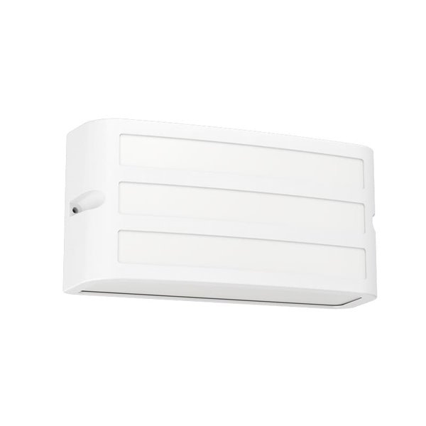 Aplique exterior blanco CAMARDA, rectangular con luz frontal, arriba y abajo, E27, IP54