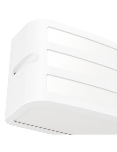 Luminária de parede retangular branca para exterior CAMARDA com luz frontal, superior e inferior, E27, IP54