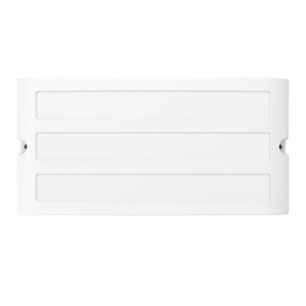 Aplique exterior blanco CAMARDA, rectangular con luz frontal, arriba y abajo, E27, IP54