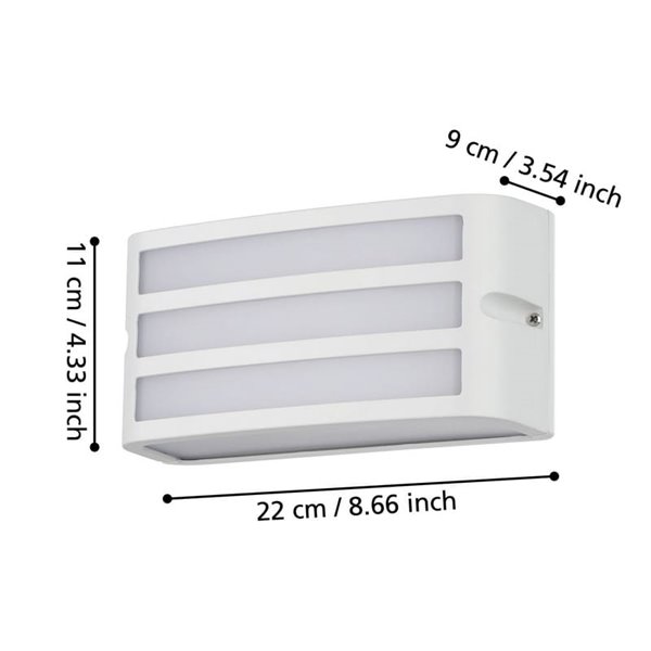 Aplique exterior blanco CAMARDA, rectangular con luz frontal, arriba y abajo, E27, IP54