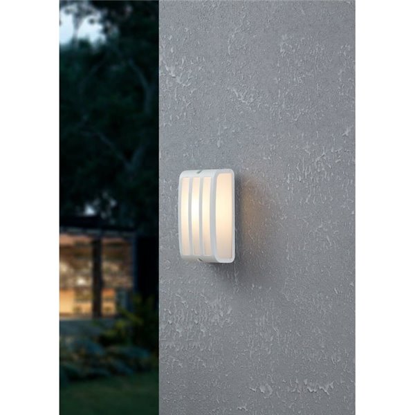 Applique murale d'extérieur rectangulaire blanche CAMARDA avec éclairage frontal, supérieur et inférieur, E27, IP54