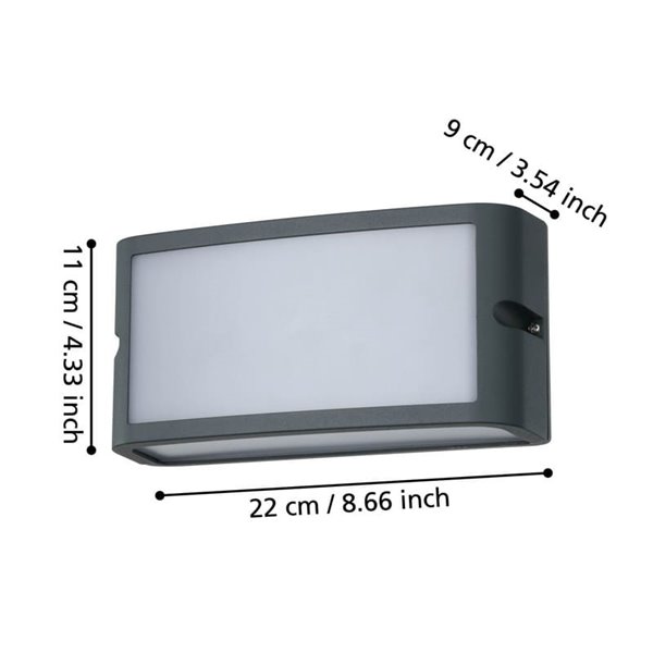 Applique d'extérieur LED anthracite CAMARDA, avec éclairage frontal, supérieur et inférieur, 10,5 W 1200 lm 4000 K, IP54