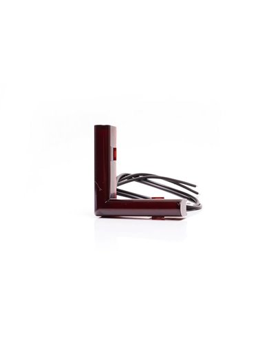 Luz de posición trasera de esquina LED roja, W280 BLACK 56x56, 40cm cable, 3W, R148