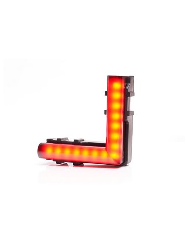 Luz de posición trasera de esquina LED roja, W280 BLACK 56x56, 40cm cable, 3W, R148