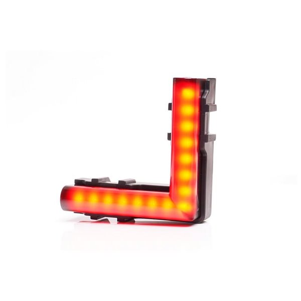 Luz de posición trasera de esquina LED roja, W280 BLACK 56x56, 40cm cable, 3W, R148