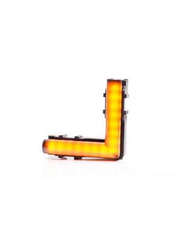 Luz LED lateral ámbar de esquina, W280 BLACK 56x56, 40cm cable, 25W, R148