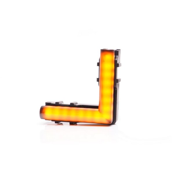 Luz LED lateral ámbar de esquina, W280 BLACK 56x56, 40cm cable, 25W, R148