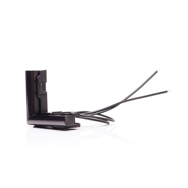 Luminária lateral de canto LED âmbar, W280 PRETA 56x56, cabo de 40 cm, 25 W, R148