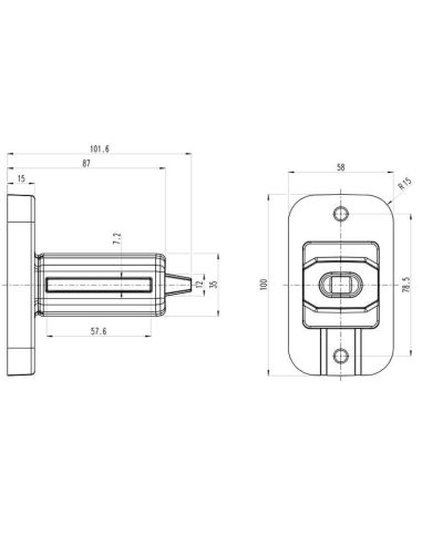 Dimensions du klaxon à LED court avec LED saillante avec logo Était Noir W269.3.1 Ambre - Blanc - Rouge 12V 24V A R1 SM1