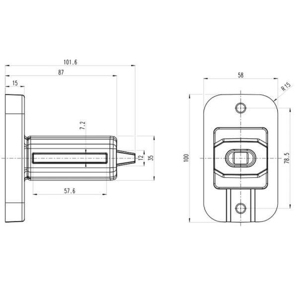 Medidas Cuerno LED corto con led sobresaliente con logo Was Black W269.3.1 Ambar - Blanco - Rojo 12V 24V A R1 SM1