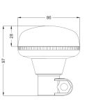 Medidas Rotativo LED Mini Ámbar 12–24V Perfil Bajo – con Poste DIN Ø86x97mm