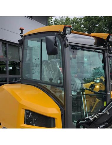 Mini LED Rotativo Âmbar 12–24V Perfil Baixo Instalado – com Poste DIN Ø86x97mm