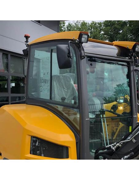 Mini LED rotative installée, ambre, 12–24 V, profil bas, avec poteau DIN Ø 86 x 97 mm