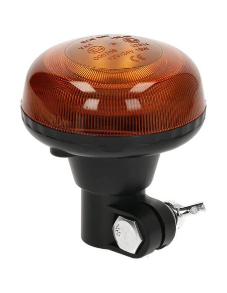 Rotativo LED Mini Ámbar 12–24V Perfil Bajo – con Poste DIN Ø86x97mm