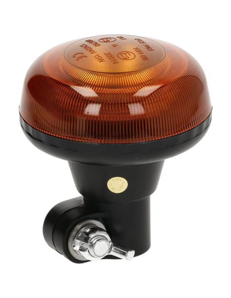 Mini gyrophare LED orange 12–24 V, profil bas, avec poteau DIN Ø 86 x 97 mm