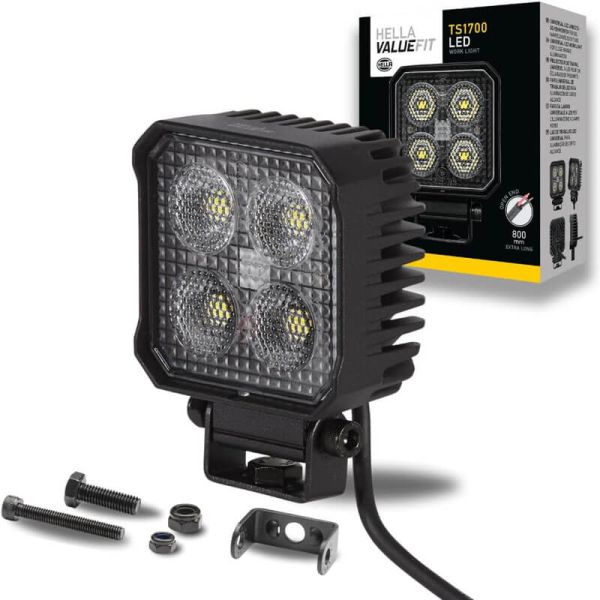 Faro de Trabajo LED cuadrado Mini Hella Value Fit TS1700 1700Lm 12V 24V con cable 1GA 357 110-002