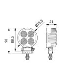 Medidas Faro LED de Trabajo Redondo Mini HELLA TR1700 1700Lm 24W 12/24V – Campo Cercano IP6K9K | Ø75mm