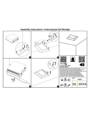 Plafonnier LED encastré BLUE SKY 30x30, 16W 4200K 1280Lm, simulant une lucarne, blanc