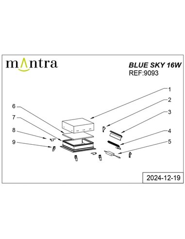 Luminária de teto LED embutida BLUE SKY 30x30, 16W 4200K 1280Lm, simula claraboia, branca