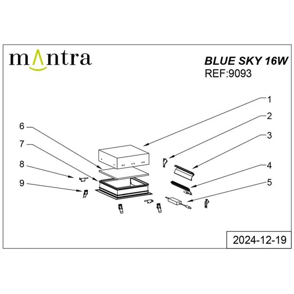 Plafón cielo azul LED empotrable BLUE SKY 30x30, 16W 4200K 1280Lm, simula claraboya, blanco
