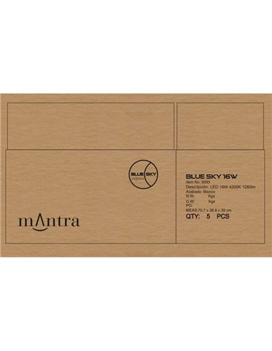 Plafón cielo azul LED empotrable BLUE SKY 30x30, 16W 4200K 1280Lm, simula claraboya, blanco