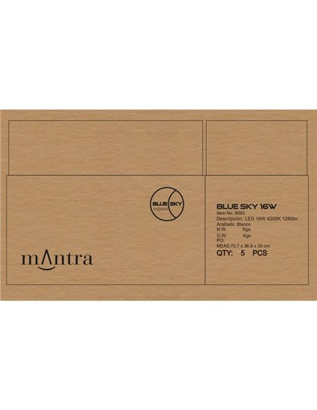 Luminária de teto LED embutida BLUE SKY 30x30, 16W 4200K 1280Lm, simula claraboia, branca