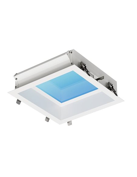 Luminária de teto LED embutida BLUE SKY 30x30, 16W 4200K 1280Lm, simula claraboia, branca