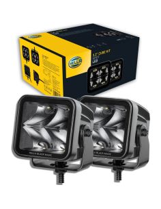 Faro LED cuadrado largo alcance Black Magic Cube Kit 3,2" 12V/24V 3000Lm 2 Unds. Deutsch Hella 1FA 358 176-821