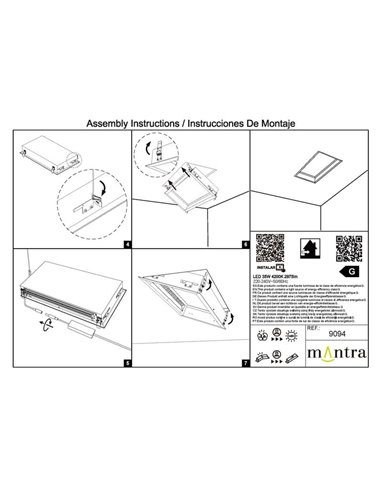 Plafón cielo azul LED empotrable BLUE SKY 60x30, 35W 4200K 29750Lm, simula claraboya, blanco