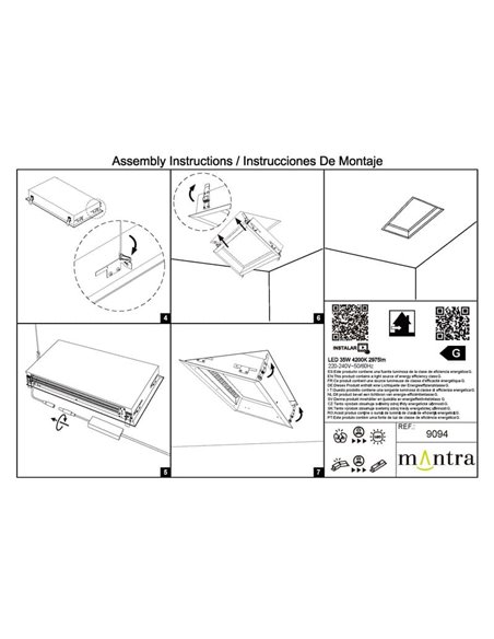 Plafonnier LED encastré BLUE SKY 60x30, 35W 4200K 29750Lm, simulant une lucarne, blanc