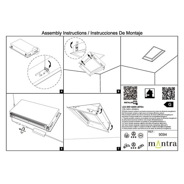 Luminária de teto LED embutida BLUE SKY 60x30, 35W 4200K 29750Lm, simula claraboia, branca