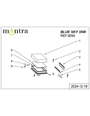 Plafonnier LED encastré BLUE SKY 60x30, 35W 4200K 29750Lm, simulant une lucarne, blanc