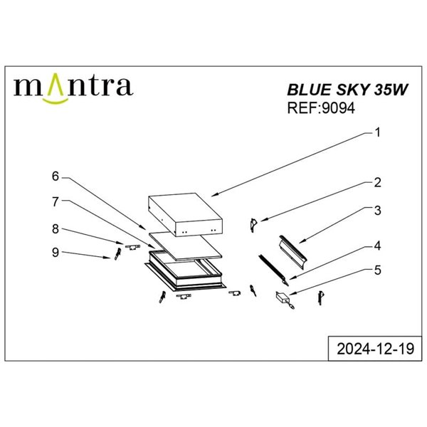 Plafón cielo azul LED empotrable BLUE SKY 60x30, 35W 4200K 29750Lm, simula claraboya, blanco
