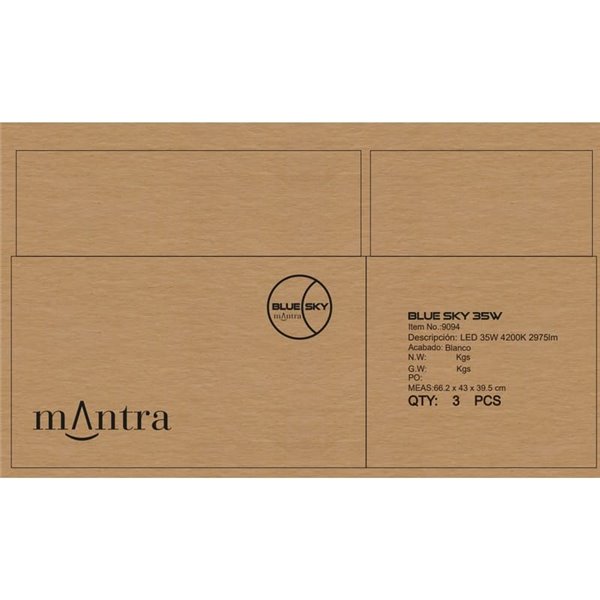 Plafonnier LED encastré BLUE SKY 60x30, 35W 4200K 29750Lm, simulant une lucarne, blanc