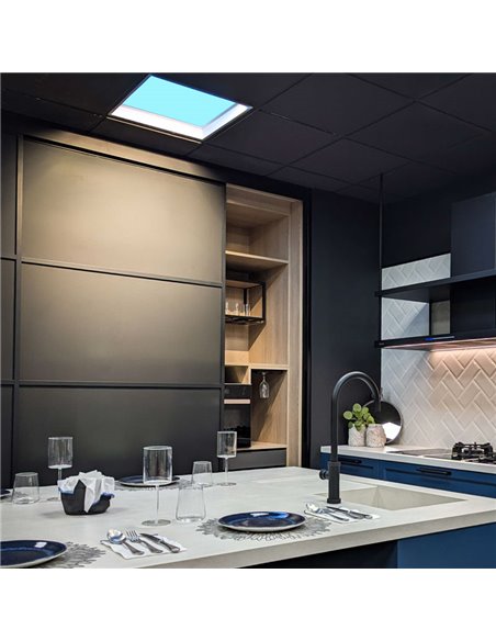 Plafón cielo azul LED empotrable BLUE SKY 60x30, 35W 4200K 29750Lm, simula claraboya, blanco
