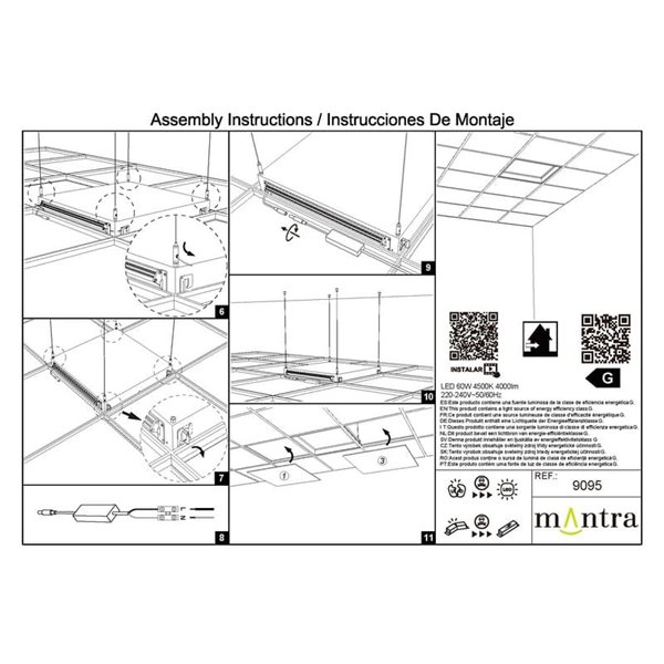 Plafonnier encastré LED Blue Sky 60x60, 60W 4500K 4000Lm, simulant une lucarne, blanc