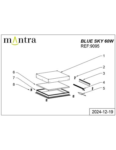 Plafón cielo azul LED empotrable BLUE SKY 60x60, 60W 4500K 4000Lm, simula claraboya, blanco