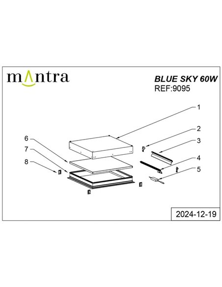 Plafón cielo azul LED empotrable BLUE SKY 60x60, 60W 4500K 4000Lm, simula claraboya, blanco