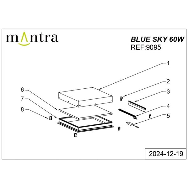 Plafón cielo azul LED empotrable BLUE SKY 60x60, 60W 4500K 4000Lm, simula claraboya, blanco