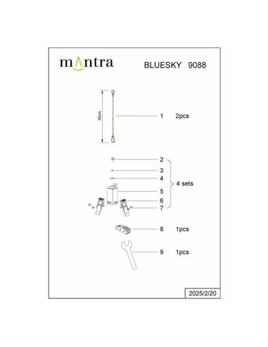 Acessórios de montagem embutida para luminária de teto BLUE SKY 60x60